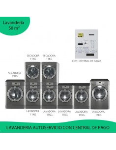 Kit Lavanderia Autoservicio 50 m² Central de Pagos